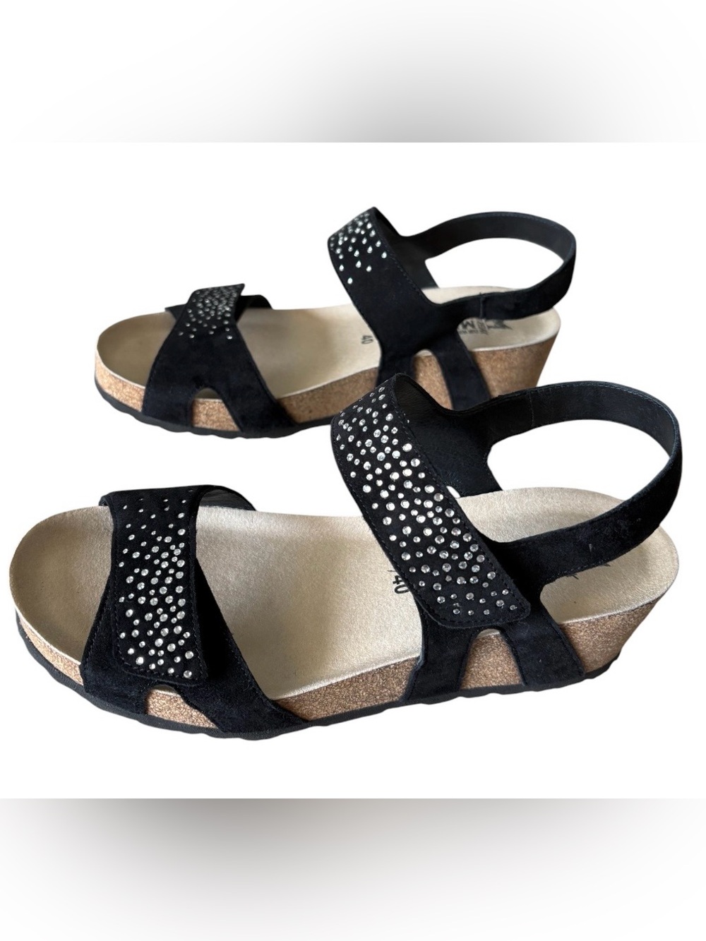 NEW Mephisto Vic Spark Air Relax Black Rhinestone Nubuck Wedge EU 40 US 9.5 - Picture 2 of 15